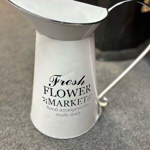 White Metal Flower Market Pitcher